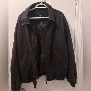 GANT Men's Dark Brown Leather Bomber Jacket